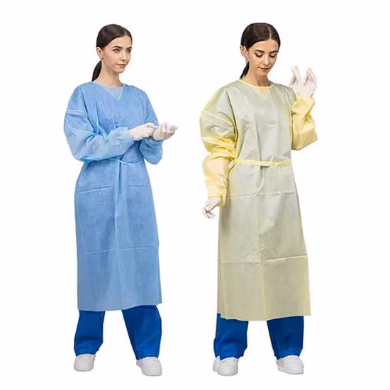 Health Disposable Isolation Gowns Spp Non Woven Breathable Non-Toxic Flexible