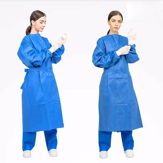 Health Disposable Isolation Gowns Spp Non Woven Breathable Non-Toxic Flexible