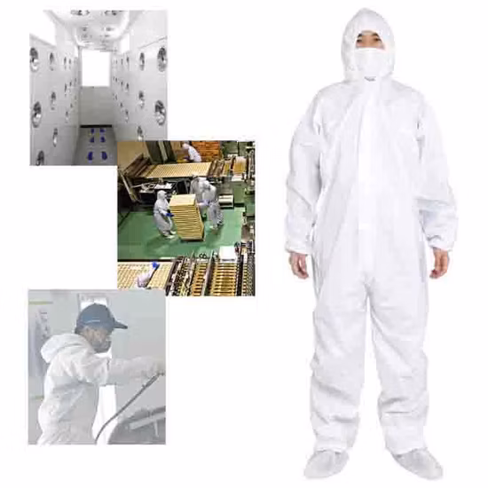 Weiß 50 Stück pro Karton M, L, XL, XXL, Xxxl, Xxxxl Schutz-SMS-Hazmat-Chemikalienschutzanzug